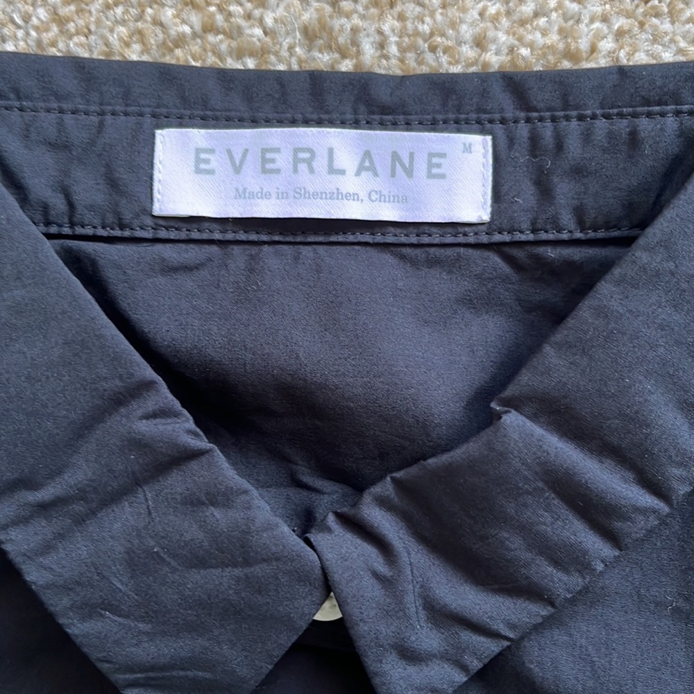Everlane The Poplin button down shirt black size medium - Picture 3 of 8